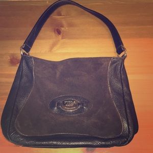 Furla brown leather and suede purse